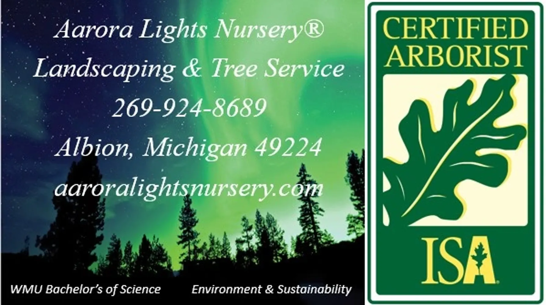 AARORA LIGHTS NURSERY LANDSCAPING & TREE SERVICE logo